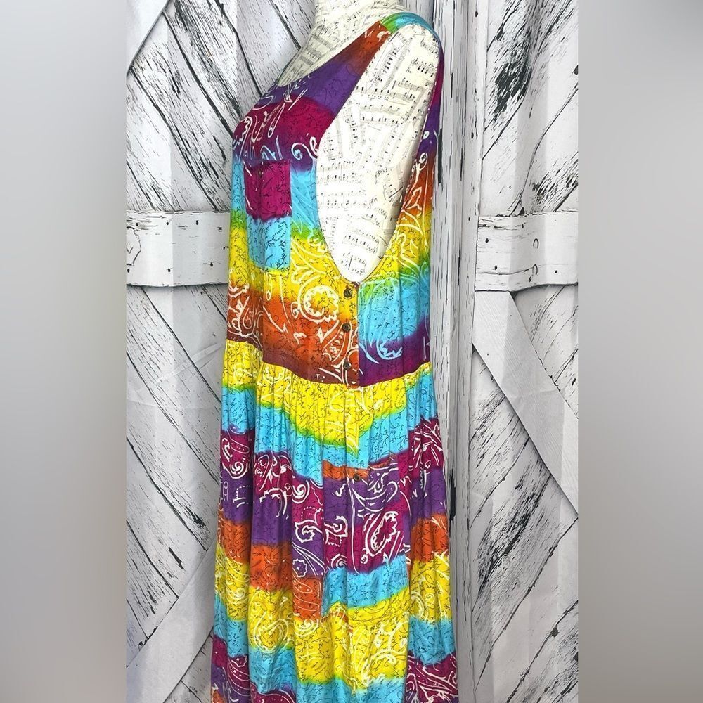 Boho Hippie Rainbow Jumper Dress M - Picture 2 of 8